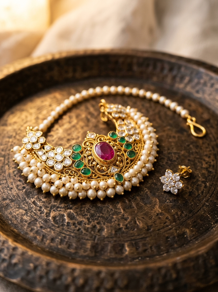 Traditional Maharashtrian Nath - Handcrafted Aarna Jewellery