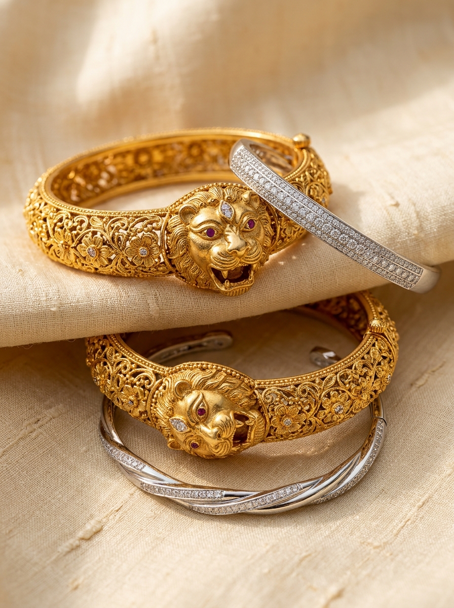 Slim Contemporary Bracelet - Handcrafted Aarna Jewellery